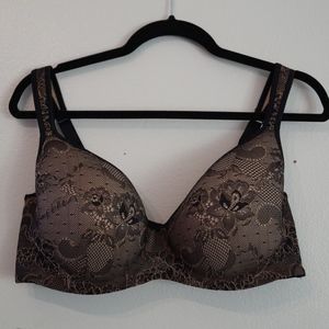 Cacique 42DD Black Lace Full Coverage Bra